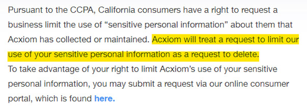 Acxiom's Requirements for Opt-Out