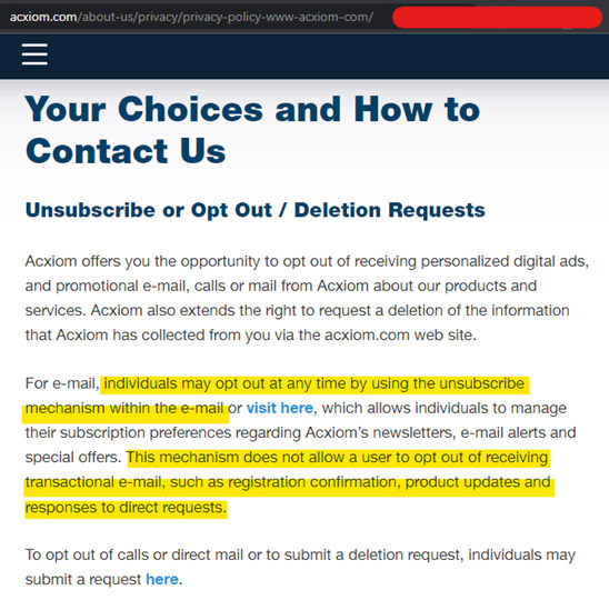 Unsubscribe Button at the Bottom of Emails
