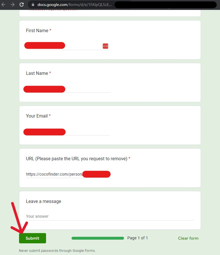CocoFinder's Requirements for Opting-Out