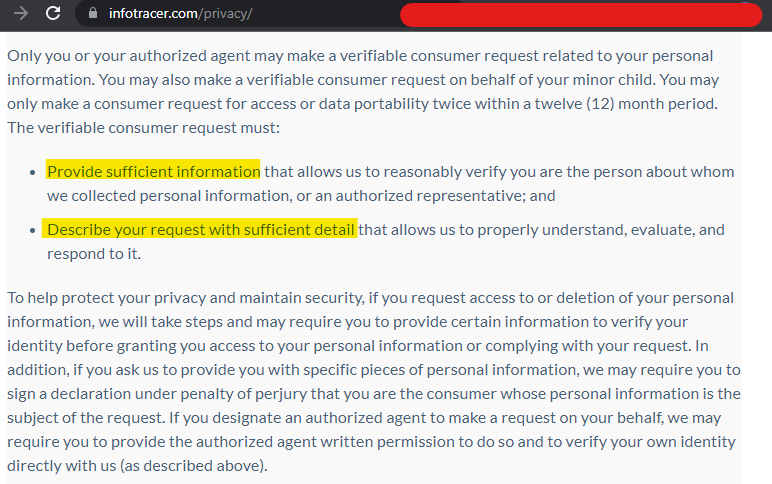 Email InfoTracer the Opt-Out Request Directly